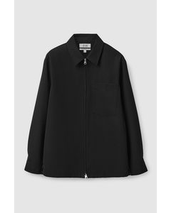 Relaxed-fit Wool Overshirt Black