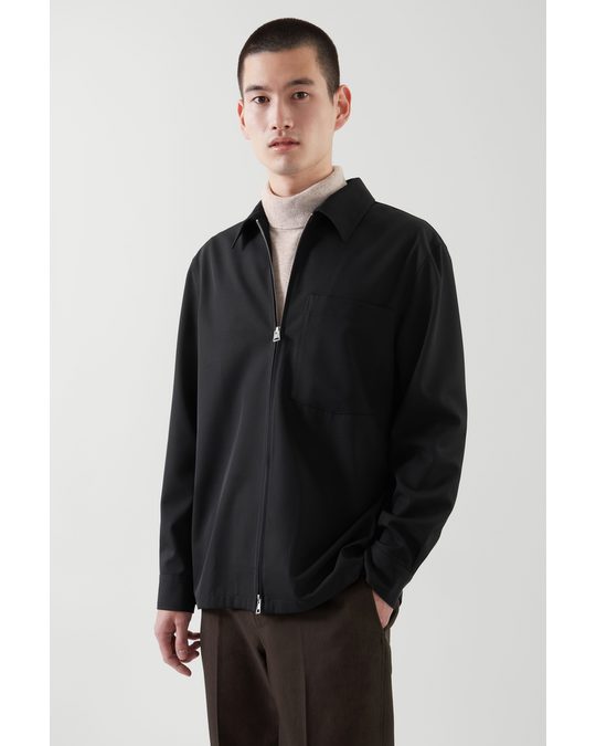 COS Relaxed-fit Wool Overshirt Black
