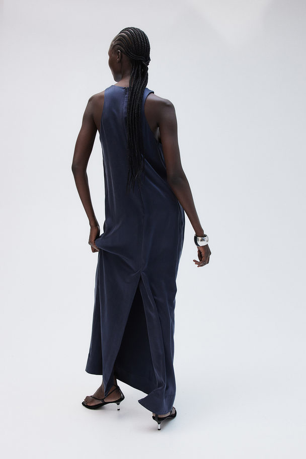 H&M Silk Dress Navy Blue