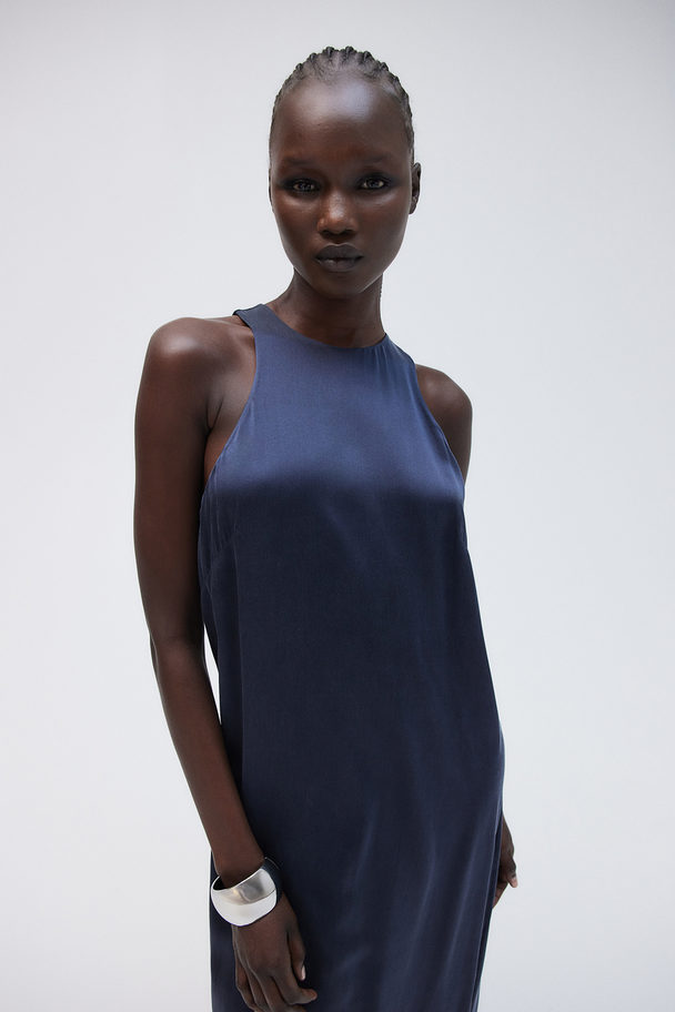 H&M Silk Dress Navy Blue