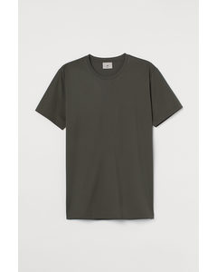 T-shirt I Premium Cotton Slim Fit Mørk Kakigrøn