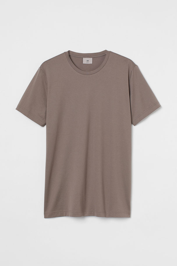 H&M Slim Fit Premium Cotton T-shirt Dark Greige