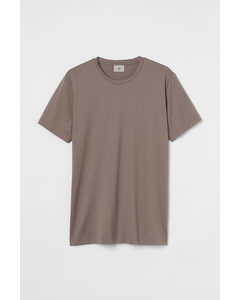 T-shirt I Premium Cotton Slim Fit Mørk Gråbeige