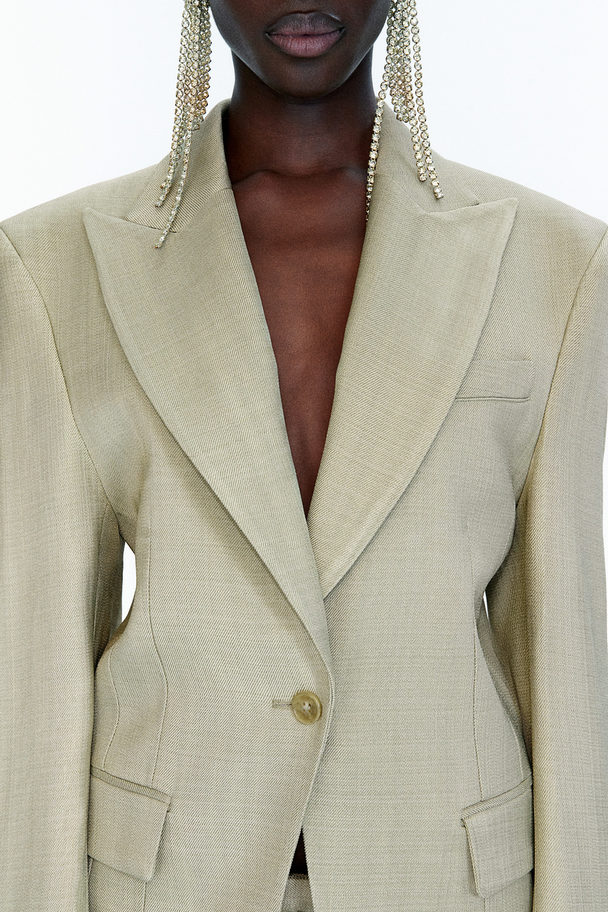 H&M Single-button Viscose Blazer Beige