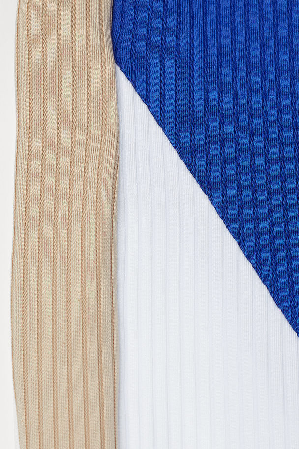 H&M Ribbed Cycling Shorts Blue/block-coloured