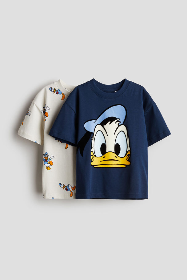 H&M 2-pack T-shirts Dark Blue/donald Duck
