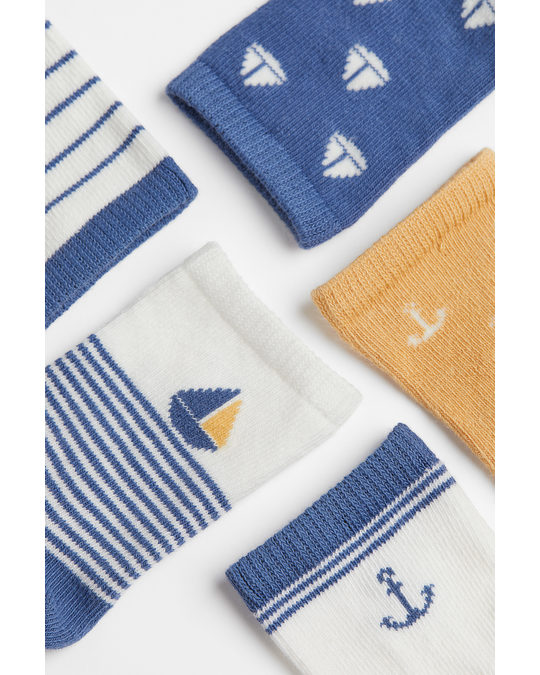H&M 5-pack Socks Blue/sailing Boats