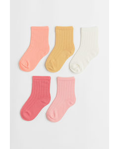 5-pack Socks Apricot/pink