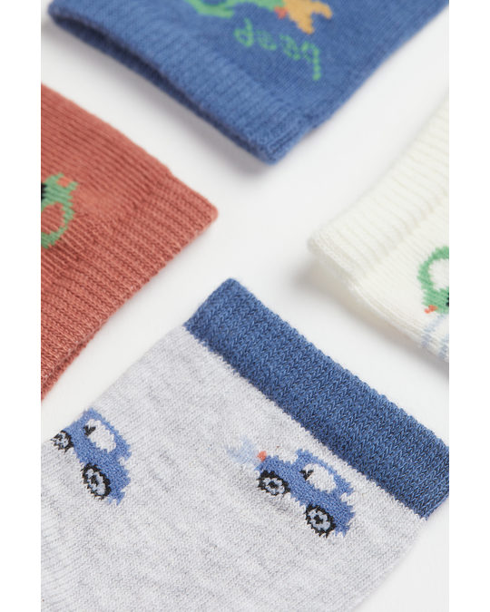 H&M 5-pack Socks Blue/cars