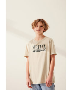Printed T-shirt Light Beige/nirvana
