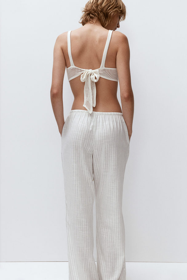 H&M Pull On-bukser I Hørblanding Creme/stribet