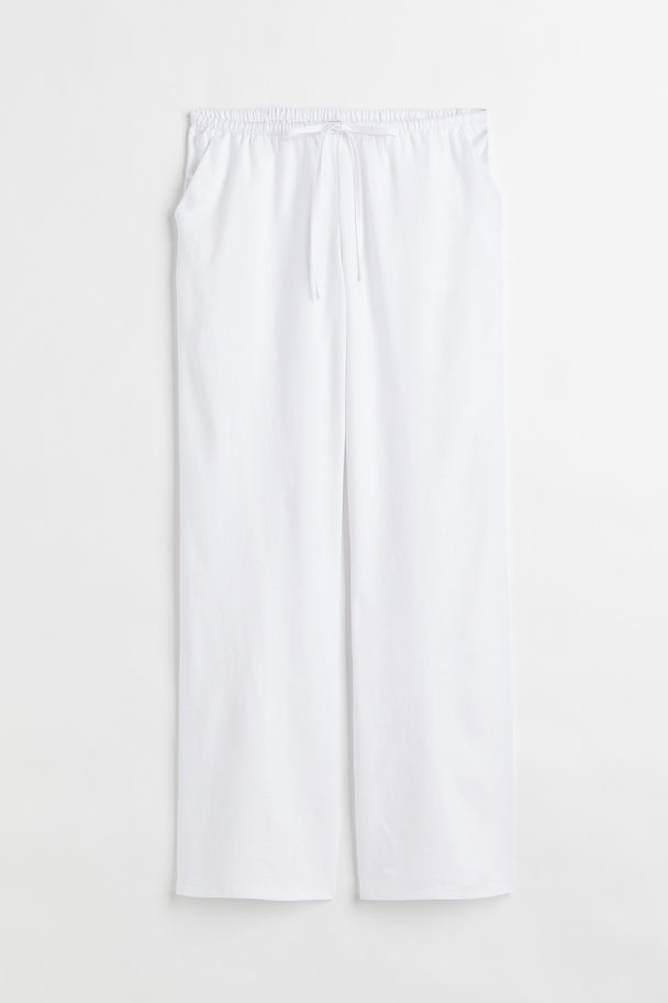 H&M Schlupfhose aus Leinenmix Weiß