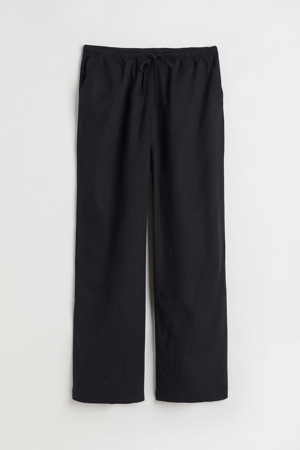 H&M Schlupfhose aus Leinenmix Schwarz