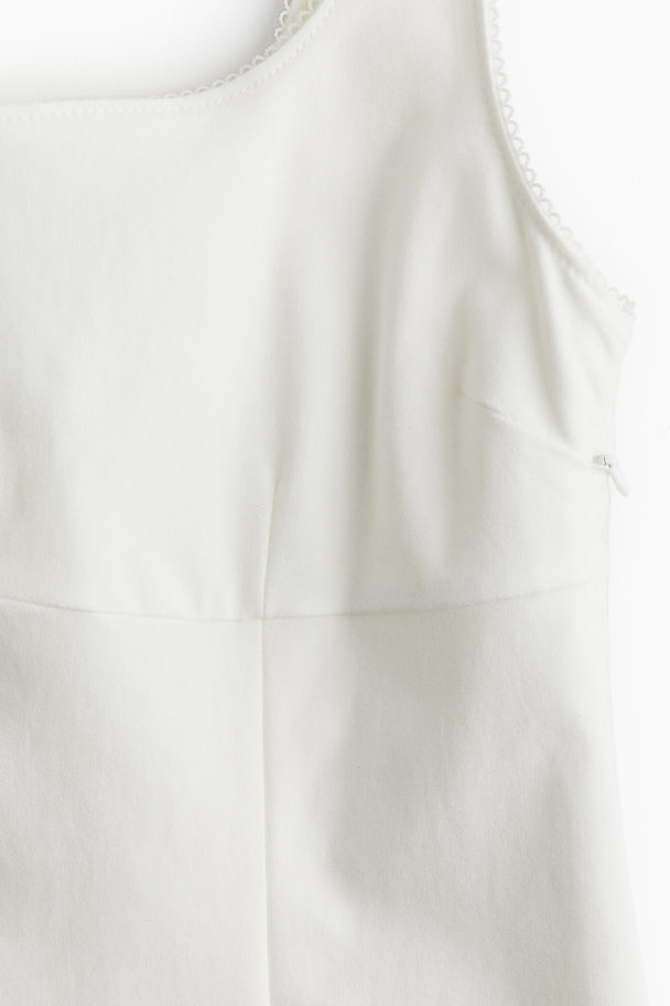 H&M Picot-trimmed Jersey Dress Cream