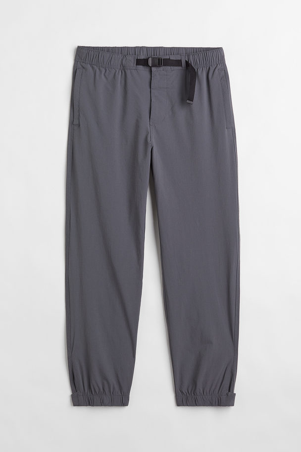 H&M Regular Fit Belted Trousers Grey