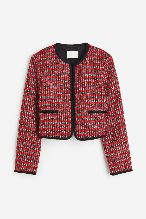 H&M Textured-weave Jacket Red/striped