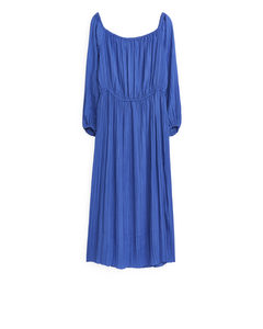 Crinkled Midi Dress Blue