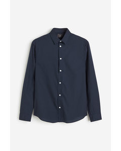Slim Fit Easy-iron Shirt Navy Blue/spotted