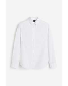 Slim Fit Easy-iron Shirt White/black Spotted