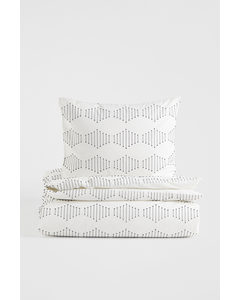 Cotton Single Duvet Cover Set White/patterned