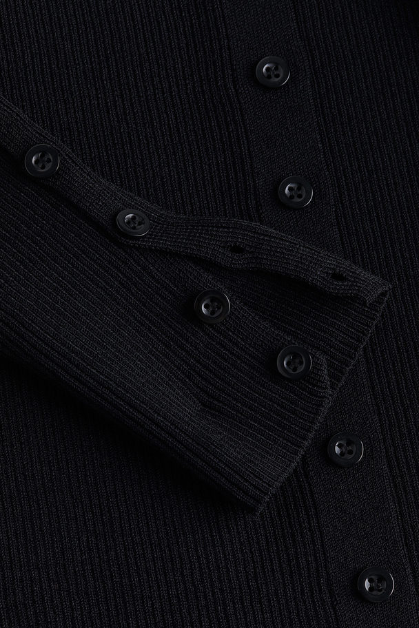 H&M Rib-knit Cardigan Black