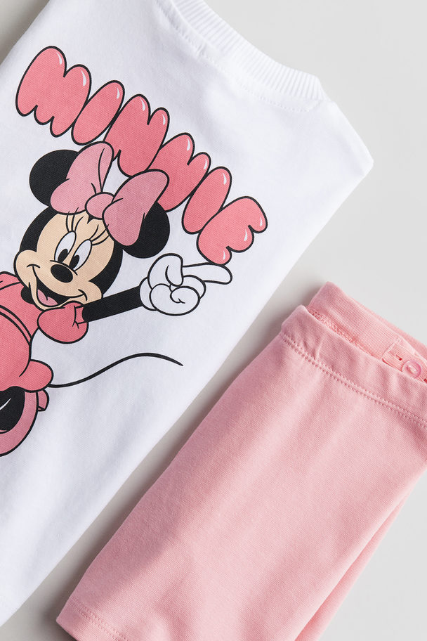 H&M 2-teiliges Jerseyset Hellrosa/Minnie Maus