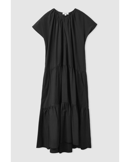 COS Tiered A-line Maxi Dress Black
