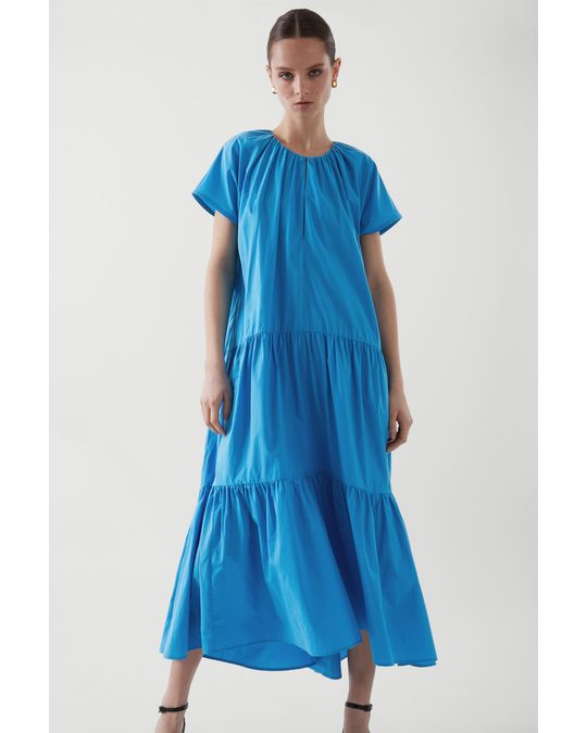 COS Tiered A-line Maxi Dress Blue