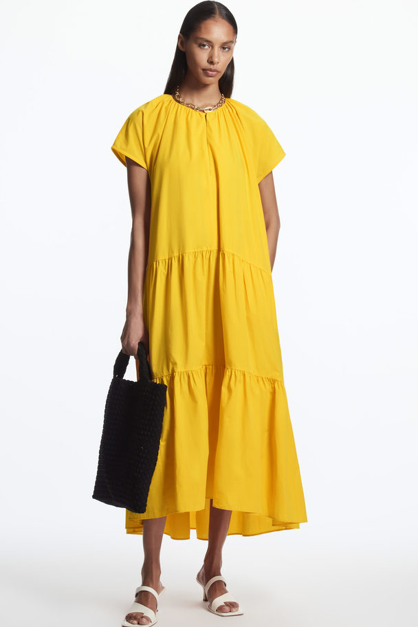 COS Tiered A-line Maxi Dress Yellow