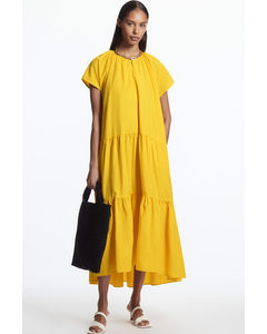 Tiered A-line Maxi Dress Yellow