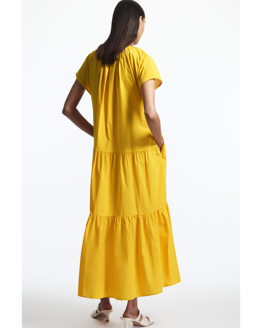 COS Tiered A-line Maxi Dress Yellow
