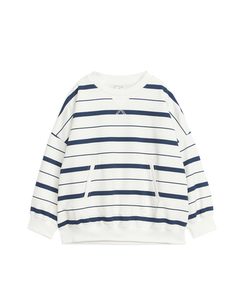 Oversize-Sweatshirt aus Frottee Weiß/Blau