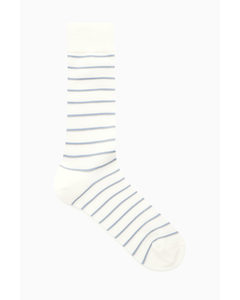 Striped Mercerised Wool-blend Socks Cream / Light Blue / Striped
