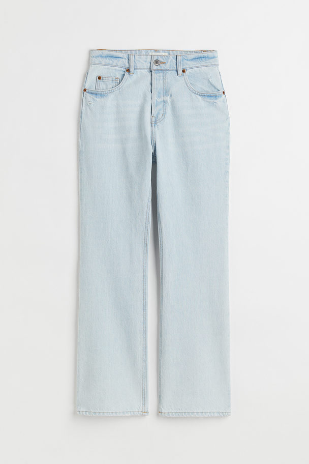 H&M Flared High Ankle Jeans Bleek Denimblauw