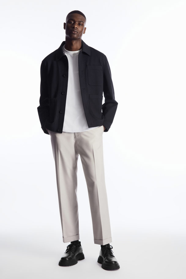 COS Turn-up Wool-blend Trousers Light Beige
