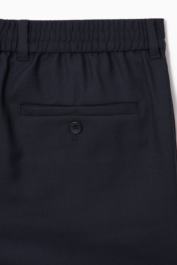 COS Turn-up Wool-blend Trousers Navy