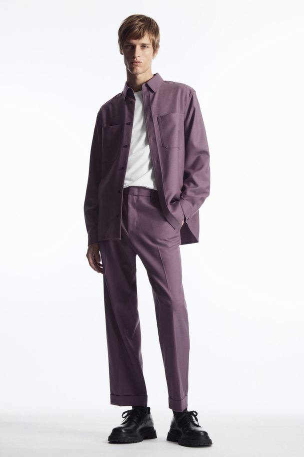 COS Turn-up Wool-blend Trousers Purple