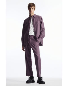 Turn-up Wool-blend Trousers Purple