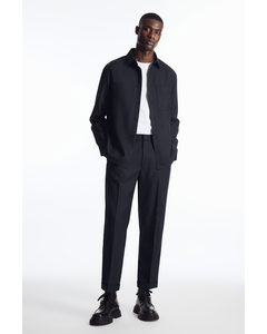 Turn-up Wool-blend Trousers Navy