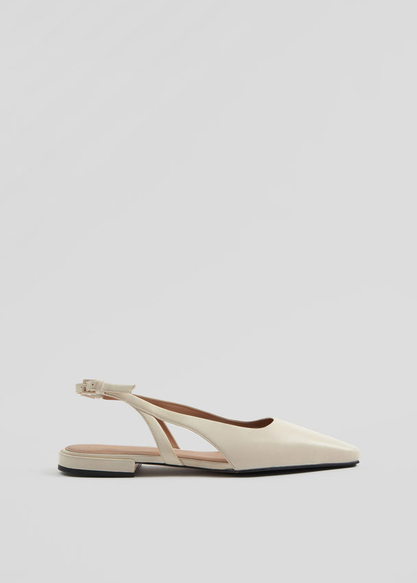 & Other Stories Slingback Leather Ballet Flats Cream