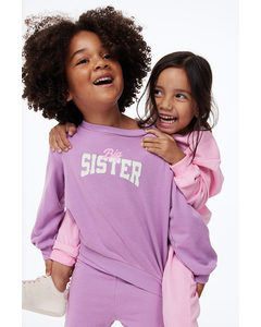 2-piece Printed Sweatshirt Set Purple/big Sister