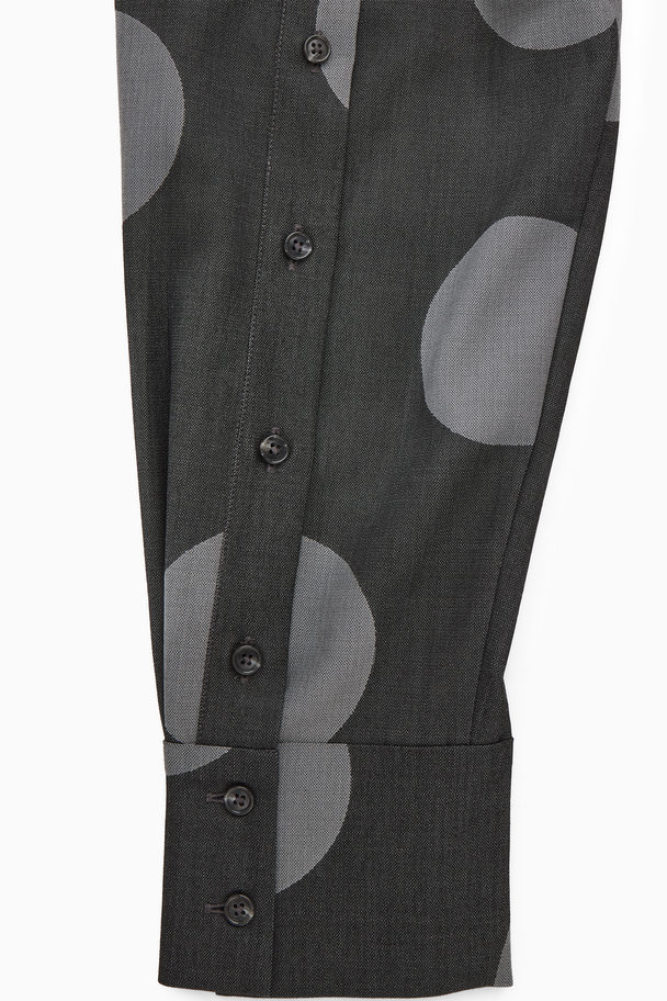 COS Polka-dot Deconstructed High-neck Blouse Grey / Polka-dot