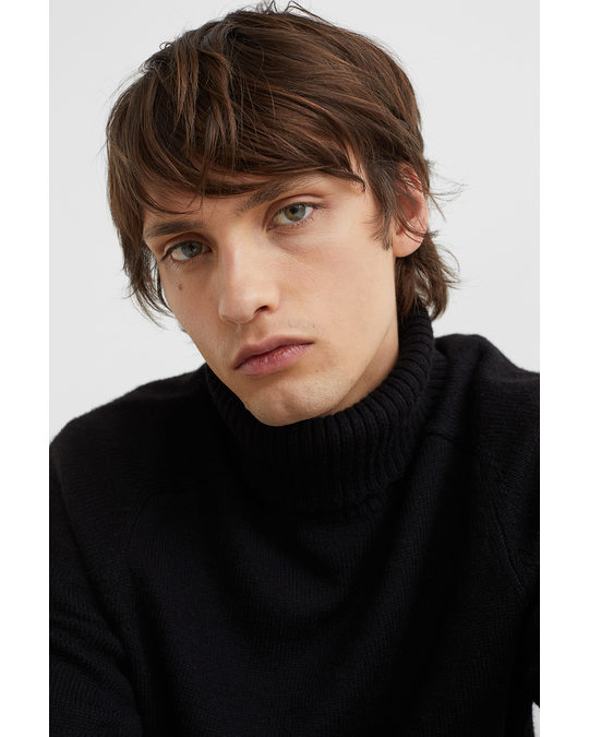 H&M Relaxed Fit Polo-neck Jumper Black