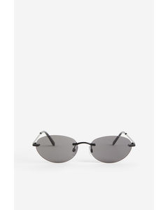 Rimless Oval Sunglasses Black