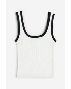 Rib-knit Vest Top Cream/black