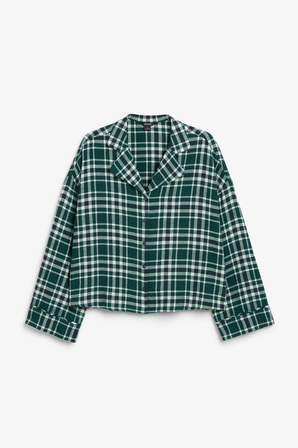 Monki Green Checkered Flannel Pyjama Top Green Checkered