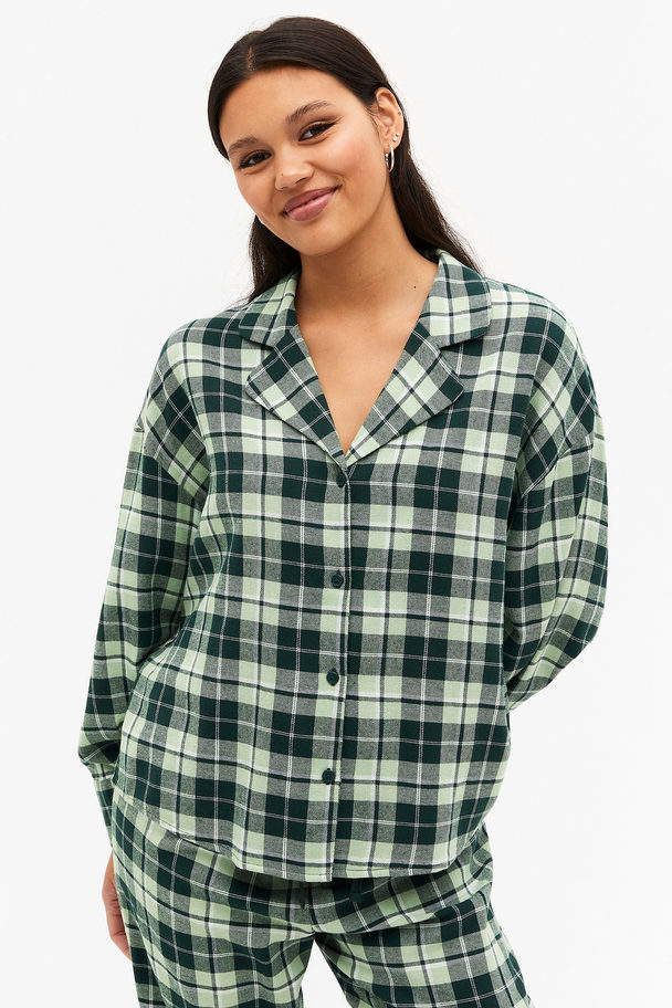 Monki Pyjama Top Green Checks