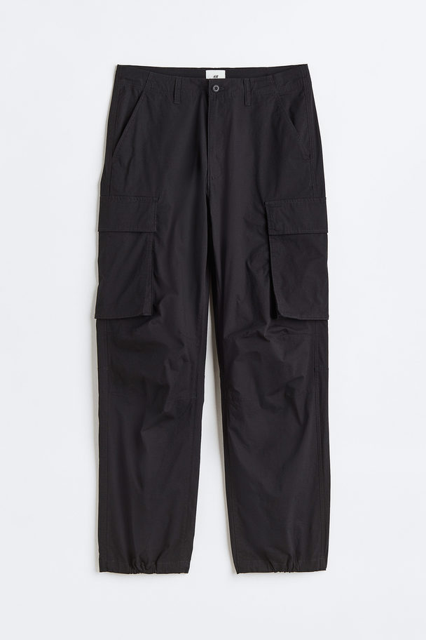 H&M Cargohose in Relaxed Fit Schwarz