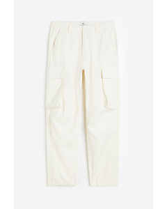 Relaxed Fit Cargo Trousers White
