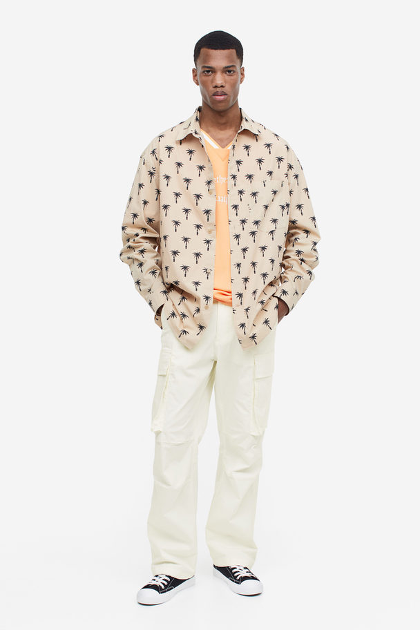 H&M Relaxed Fit Cargo Trousers White